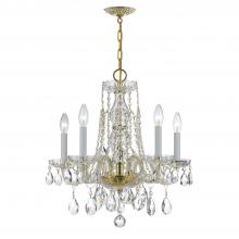 Crystorama 1061-PB-CL-MWP - Traditional Crystal 5 Light Hand Cut Crystal Polished Brass Chandelier