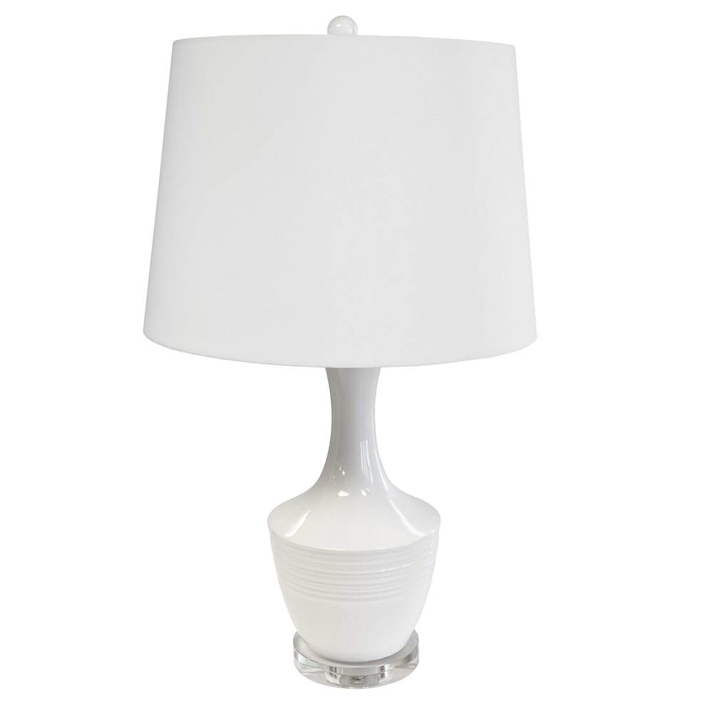 1LT Incandescent Table Lamp, WH w/ WH Shade
