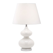 Dainolite 180T-WH - 1LT Incandescent Table Lamp, WH GL w/ White Shade