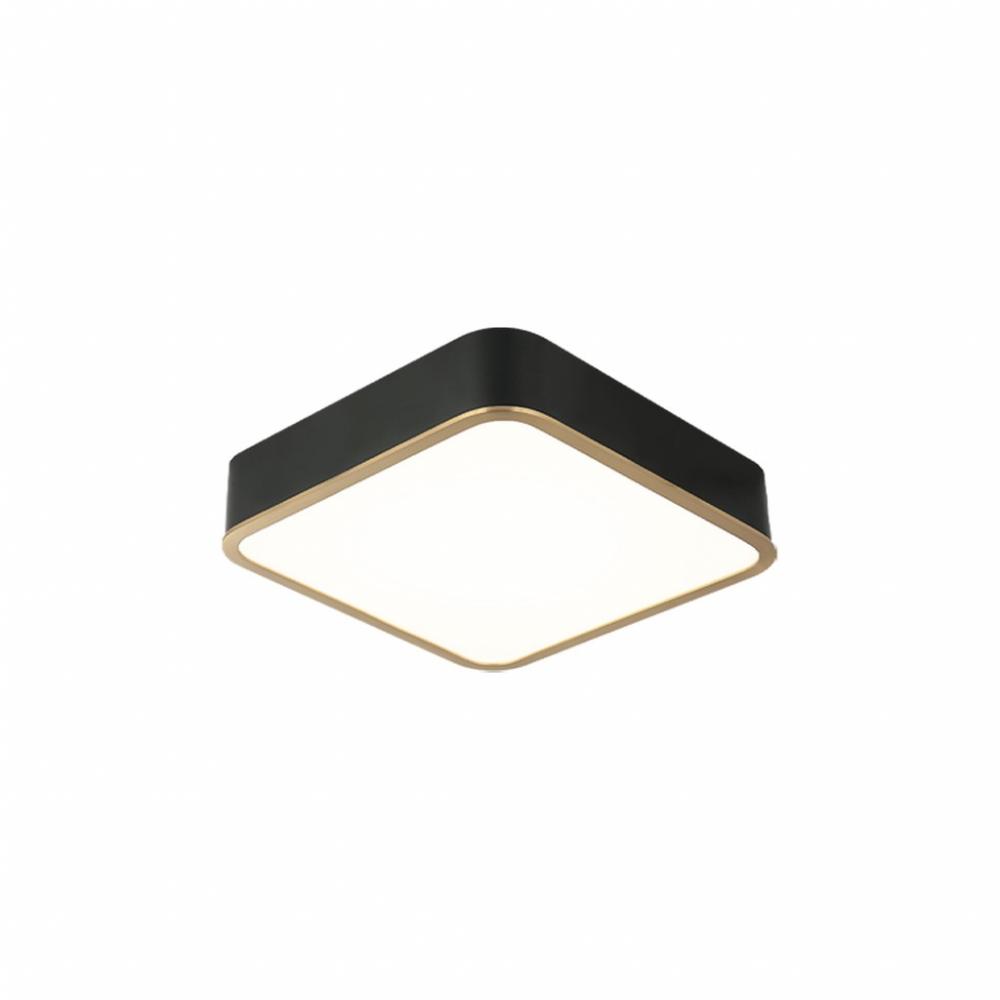12" Diam "Ainslay" Square Black + Aged Gold Ceiling Mount