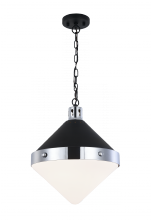 Matteo Lighting C72203CHOP - Sphericon Matte Black & Chrome Pendant