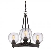 Golden Canada 4855-3 RBZ-SD - Galveston 3-Light Chandelier in Rubbed Bronze with Seeded Glass