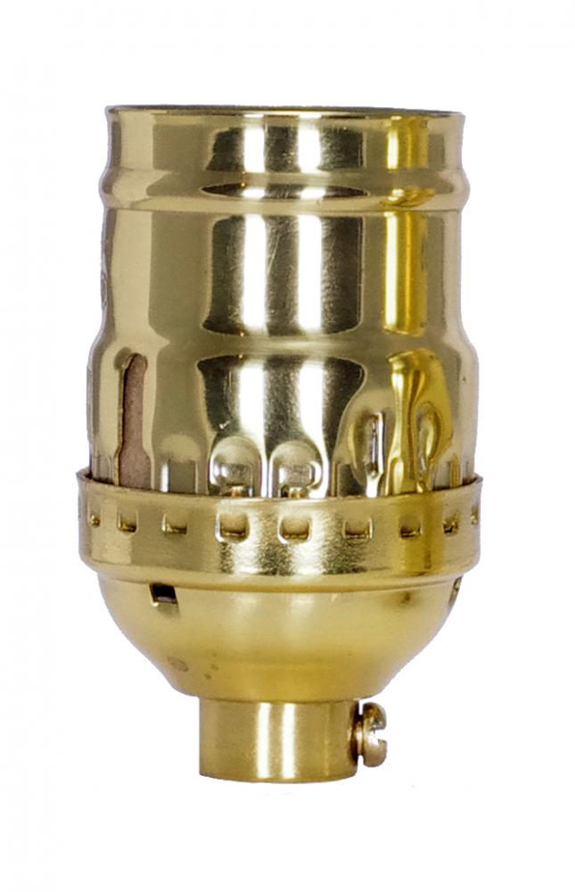 Short Keyless Socket; 1/8 IPS; 3 Piece Stamped Solid Brass; Polished Brass Finish; 660W; 250V; With