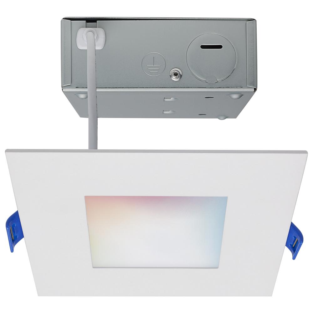 9 Watt; LED Direct Wire; Low Profile Downlight; 4 Inch Square; Starfish IOT; Tunable White and RGB;