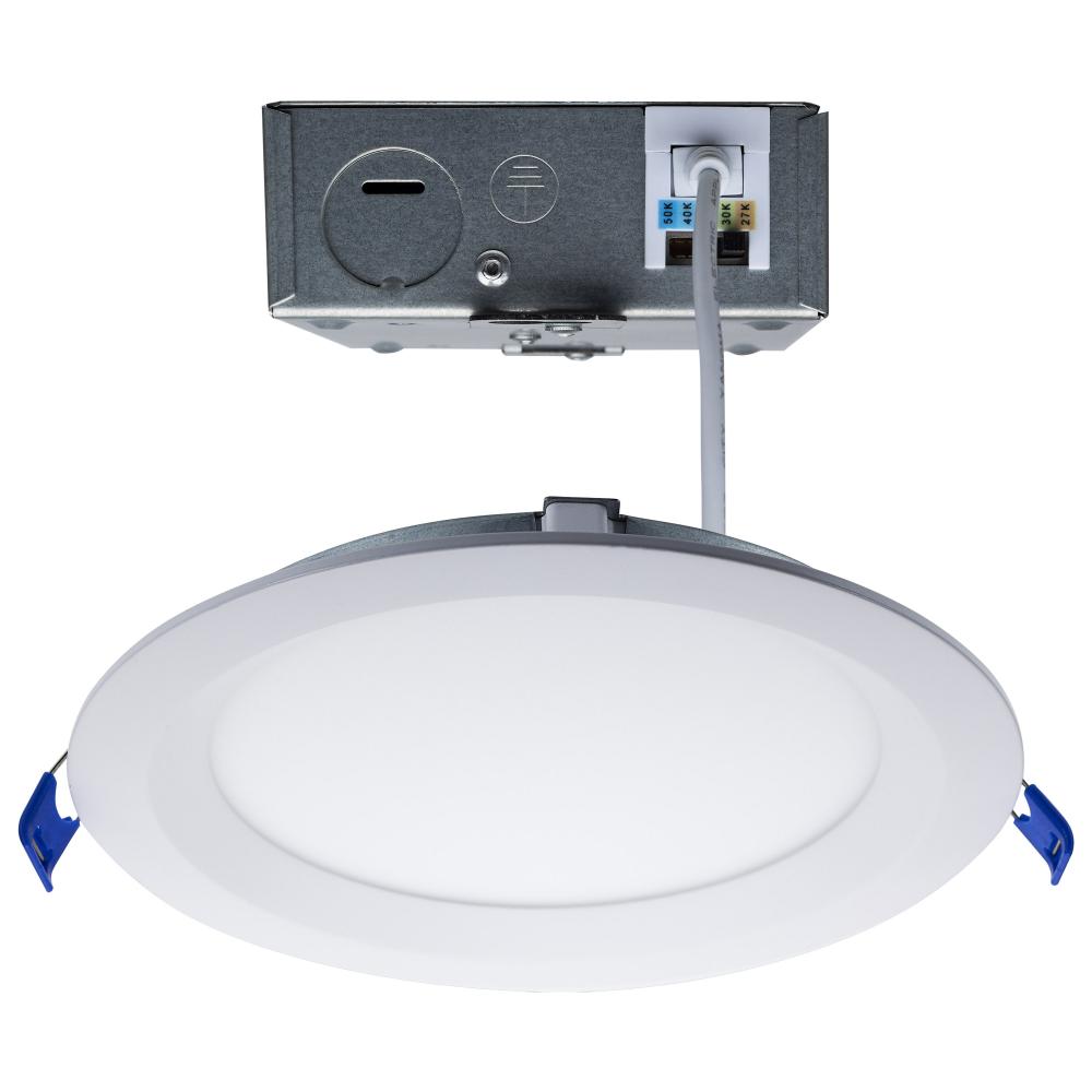 15 Watt LED Low Profile Regress Baffle Downlight; 6 Inch; Remote Driver; CCT Selectable; Round