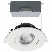 Satco Products Inc. S11618R1 - 12 Watt LED Direct Wire Downlight; Gimbaled; 4 Inch; CCT Selectable; Round; Remote Driver; White