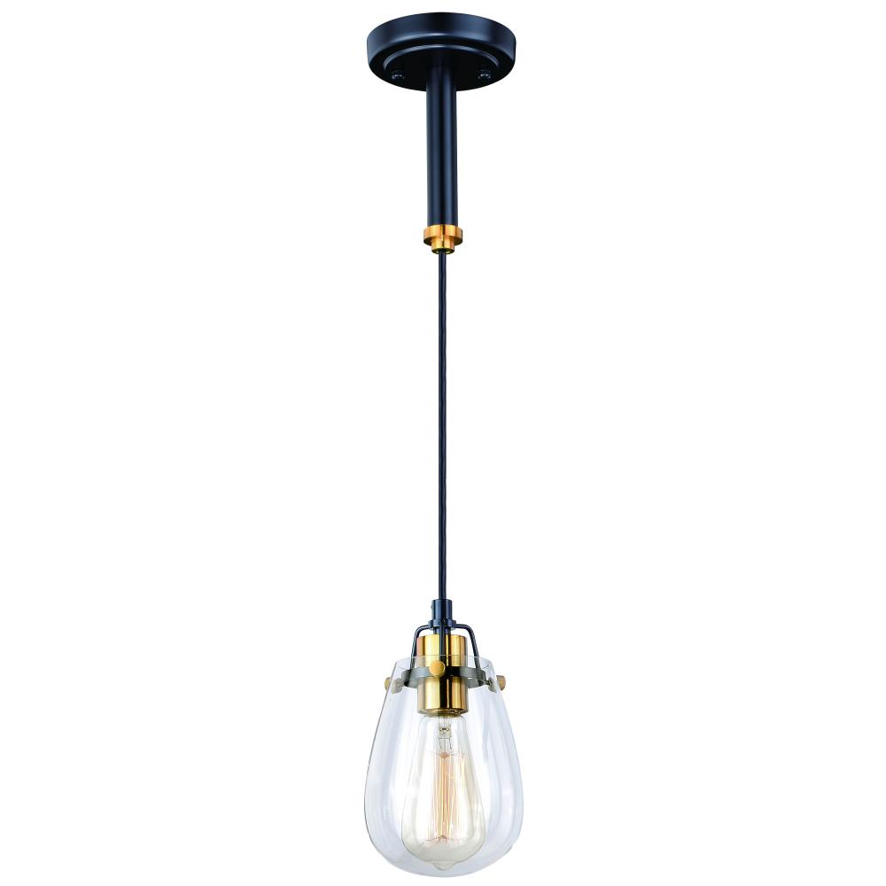 Kassidy 5-in Mini Pendant or Wall Light (Dual Mount) Black and Natural Brass