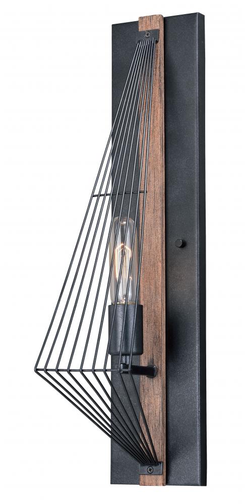 Dearborn 4.5-in Wall Light Black Iron and Burnished Oak