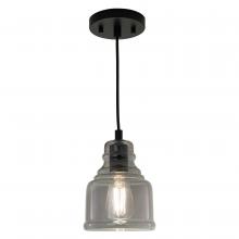 Vaxcel International P0378 - Millie 8.25-in.H Mini Pendant Matte Black with Smoke Glass