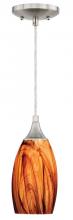 Vaxcel International P0178 - Milano 4.75-in Mini Pendant Smoky Fire Glass Satin Nickel