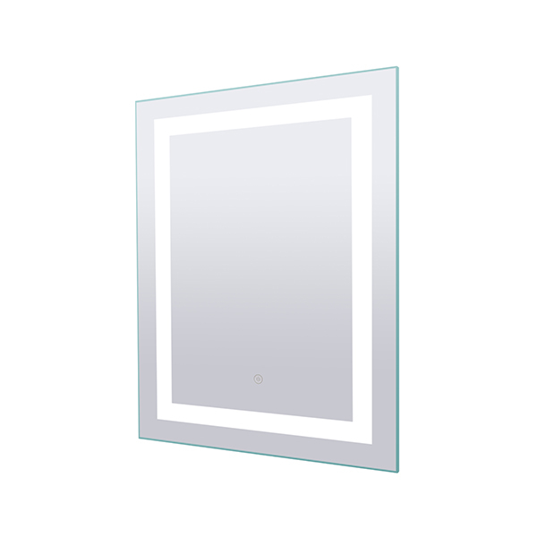 LED Sq. Mirror, 23.6" W x 31.5" H, On off Touch Button, 43W, 3000K, 80 CRI