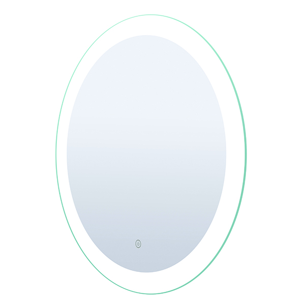 LED Oval Mirror, 27.5" W x 27.5" H, On off Touch Button, 43W, 3000K, 80 CRI
