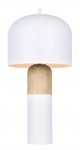 Canarm ITL1152A18WHW - CALEB, MWH + Faux Wood Color, 1 Lt Table Lamp, 60W Type A, On-Off on Cord, 9" W x 18.25" H