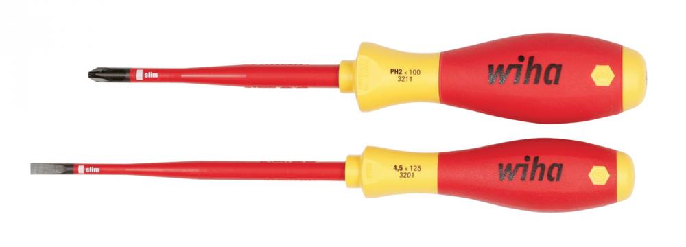 Insulated SlimLine Slotted/Phillips Screwdrivers 2 Piece Set
