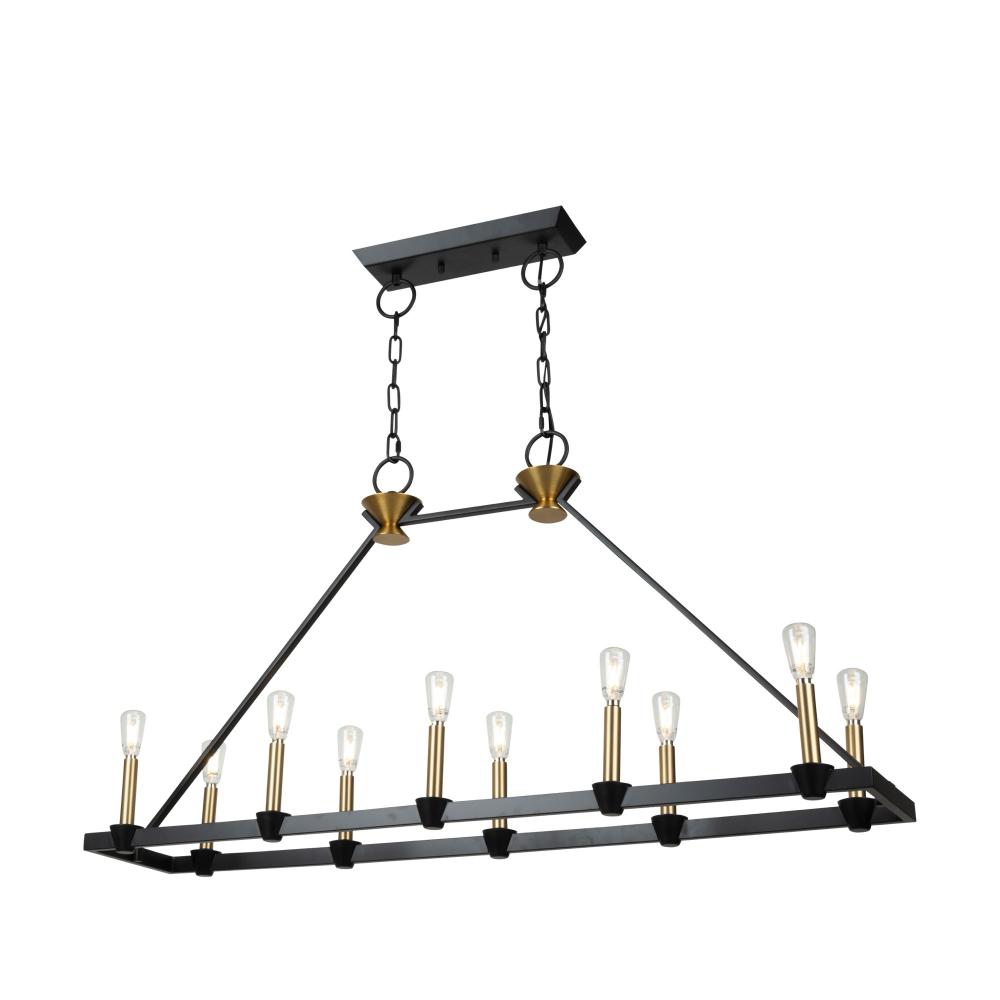 Notting Hill Collection 10-Light Island/Pool Table Black and Brushed Brass