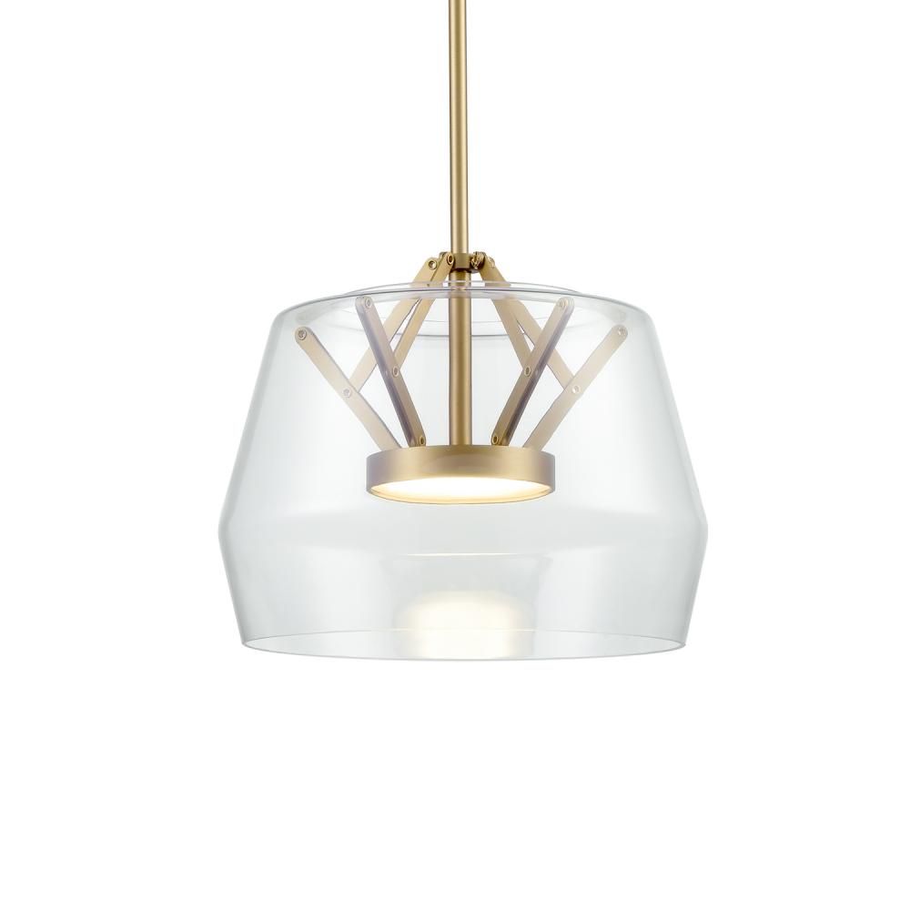 Deco 12-in Clear/Brushed Gold LED Pendant