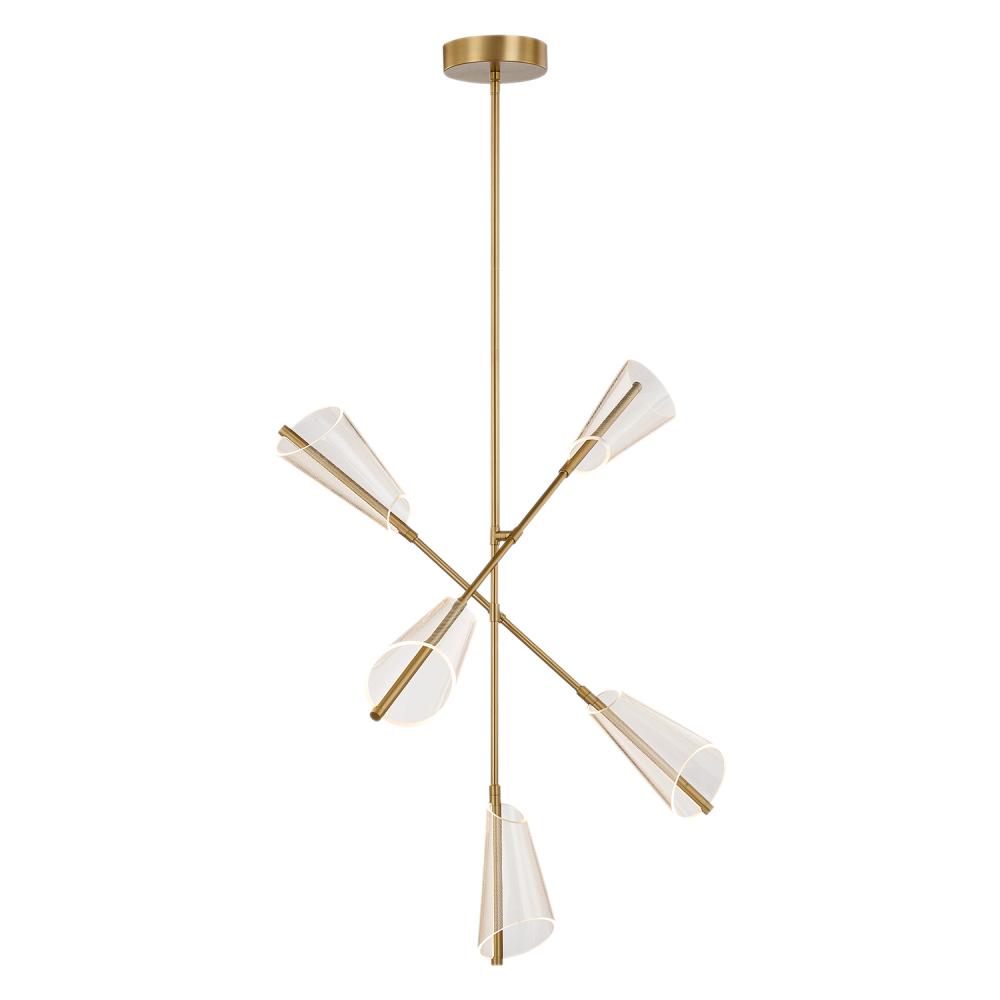 Mulberry 37-in Brushed Gold/Light Guide LED Chandeliers