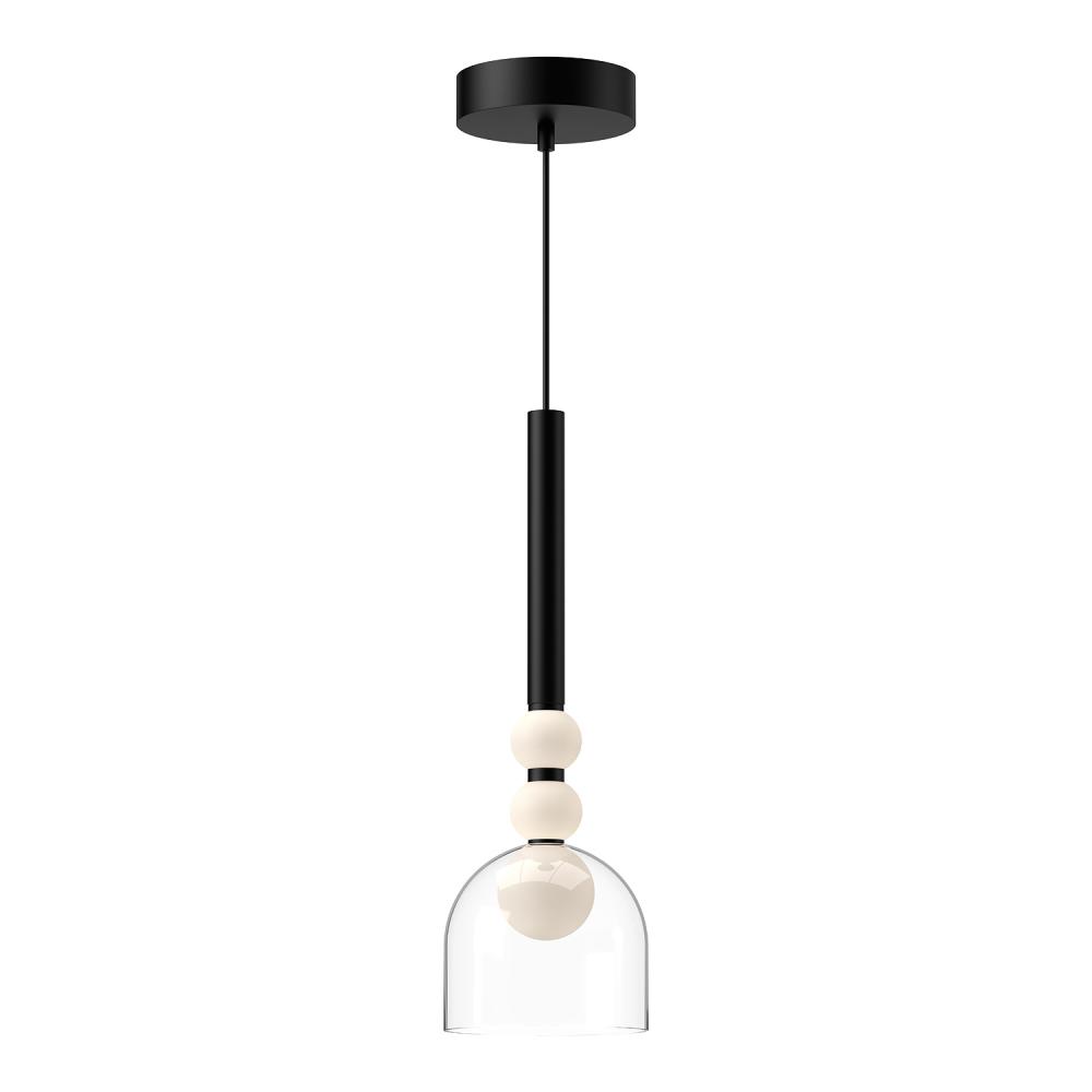 Rise 6-in Black/Clear LED Pendant
