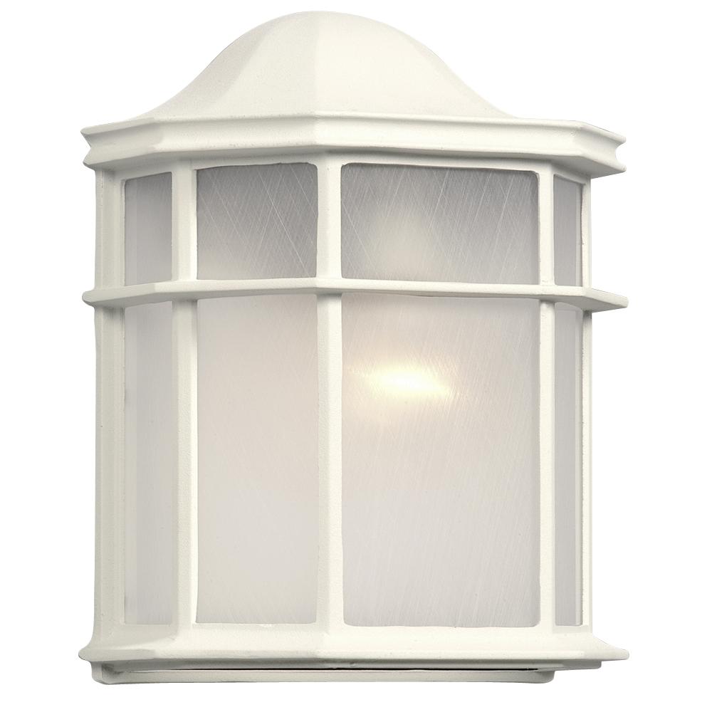 Outdoor Cast Aluminum Wall Fixture - White w/ Frosted Acrylic Diffuser.