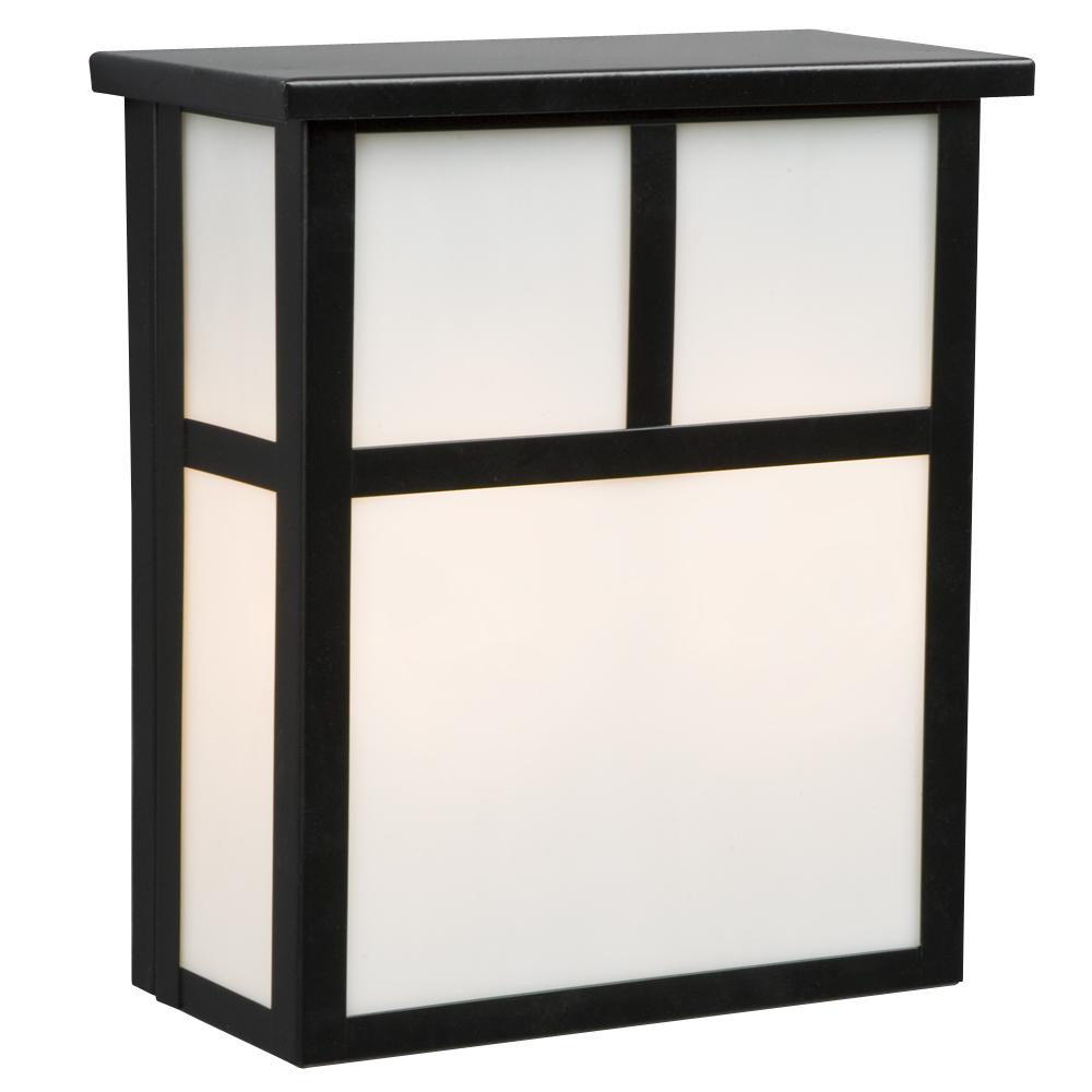 Outdoor Wall Fixture - Black w/ White Marbled Glass