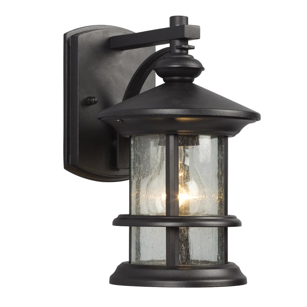Outdoor Wall Mount Lantern - in Black finish with Clear Seeded Glass