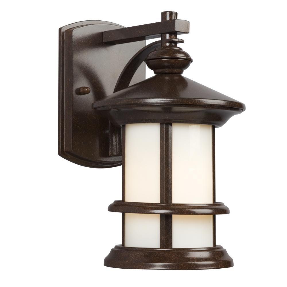 Outdoor Wall Mount Lantern - in Bronze finish with Ivory Art Glass
