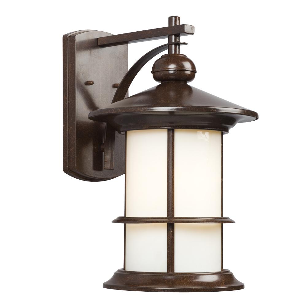 Outdoor Wall Mount Lantern - in Bronze finish with Ivory Art Glass