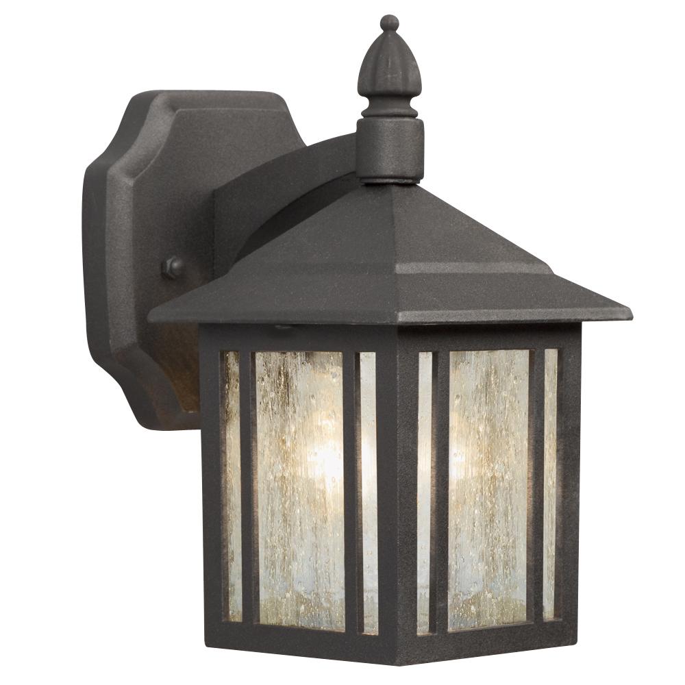 Outdoor Cast Aluminum Lantern - Black w/ Clear Seeded Glass