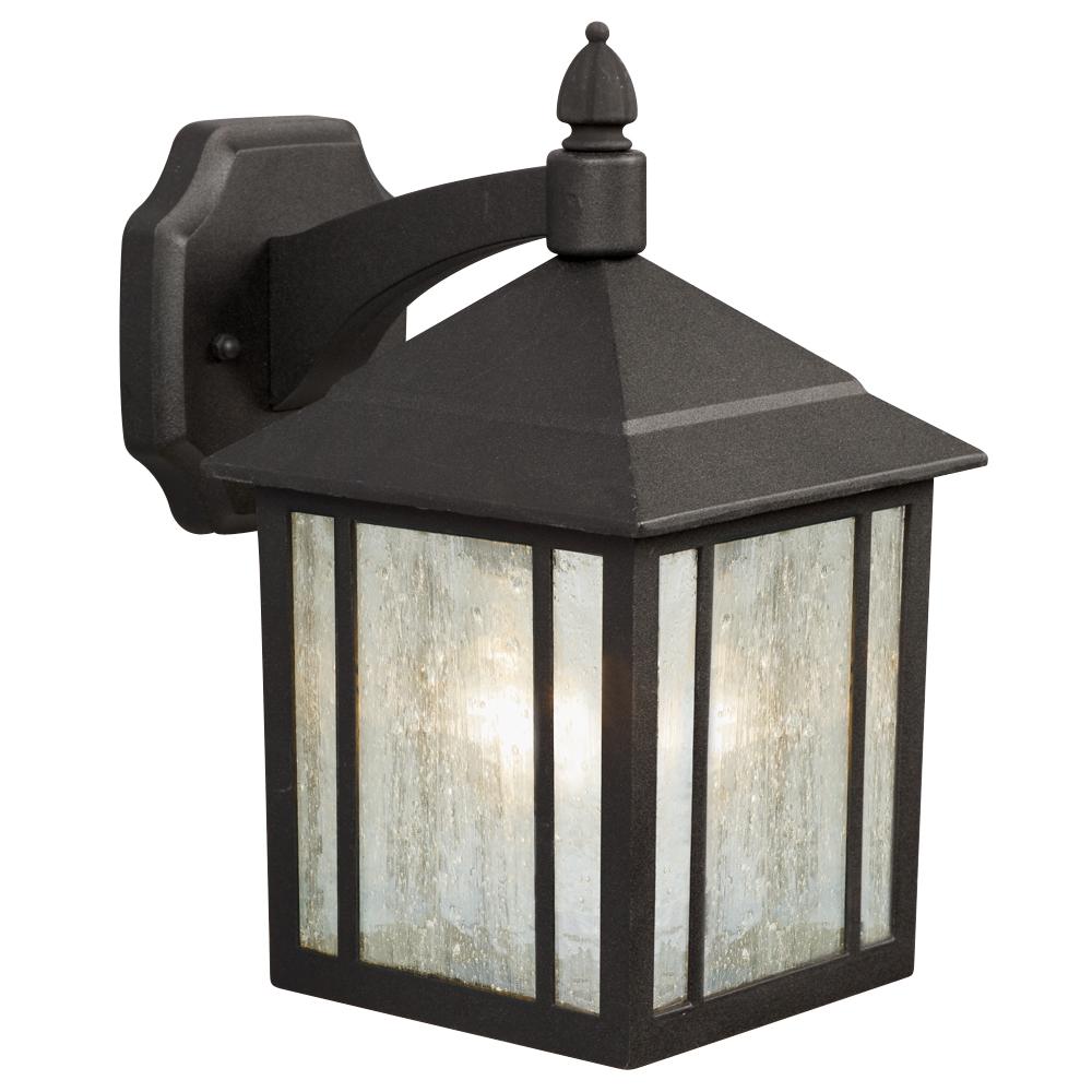 Outdoor Cast Aluminum Lantern - Black w/ Clear Seeded Glass