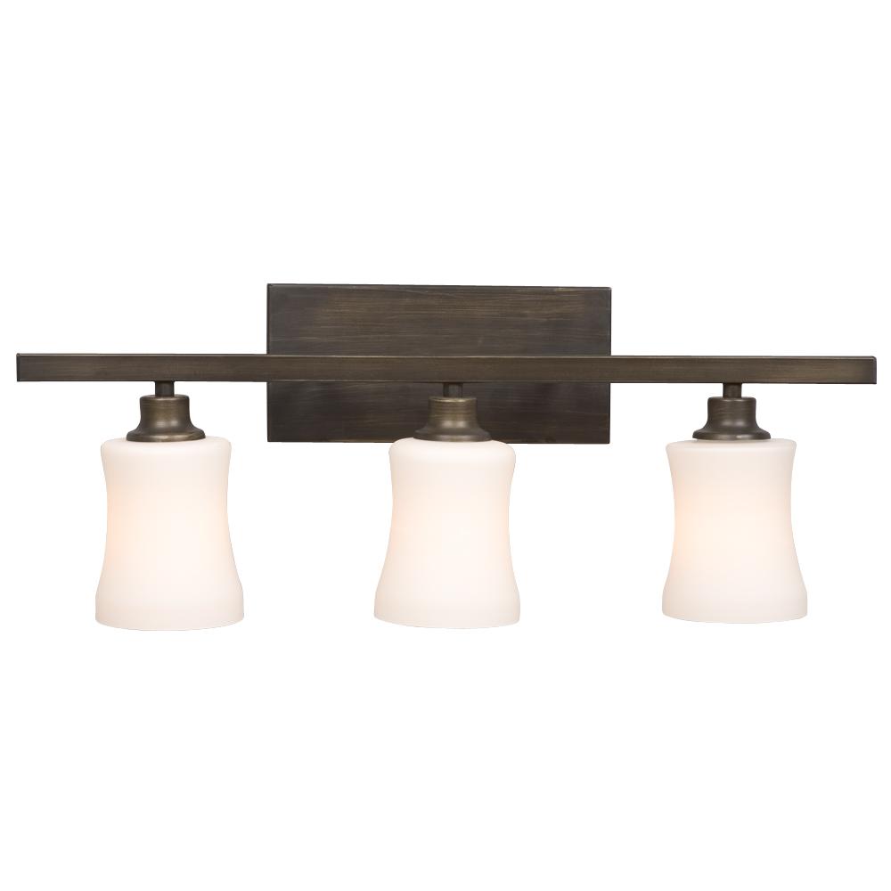 Three Light Vanity - Oil Rubbed Bronze with White Glass