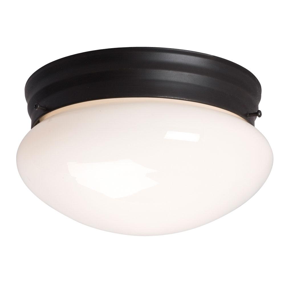 LED Utility Flush Mount Ceiling Light - in Oil Rubbed Bronze finish with White Glass