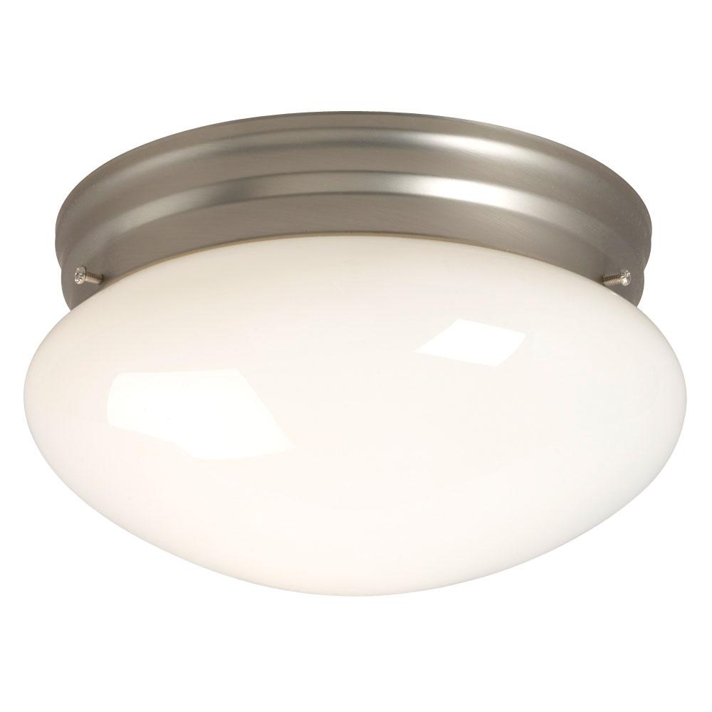 LED Utility Flush Mount Ceiling Light - in Pewter finish with White Glass