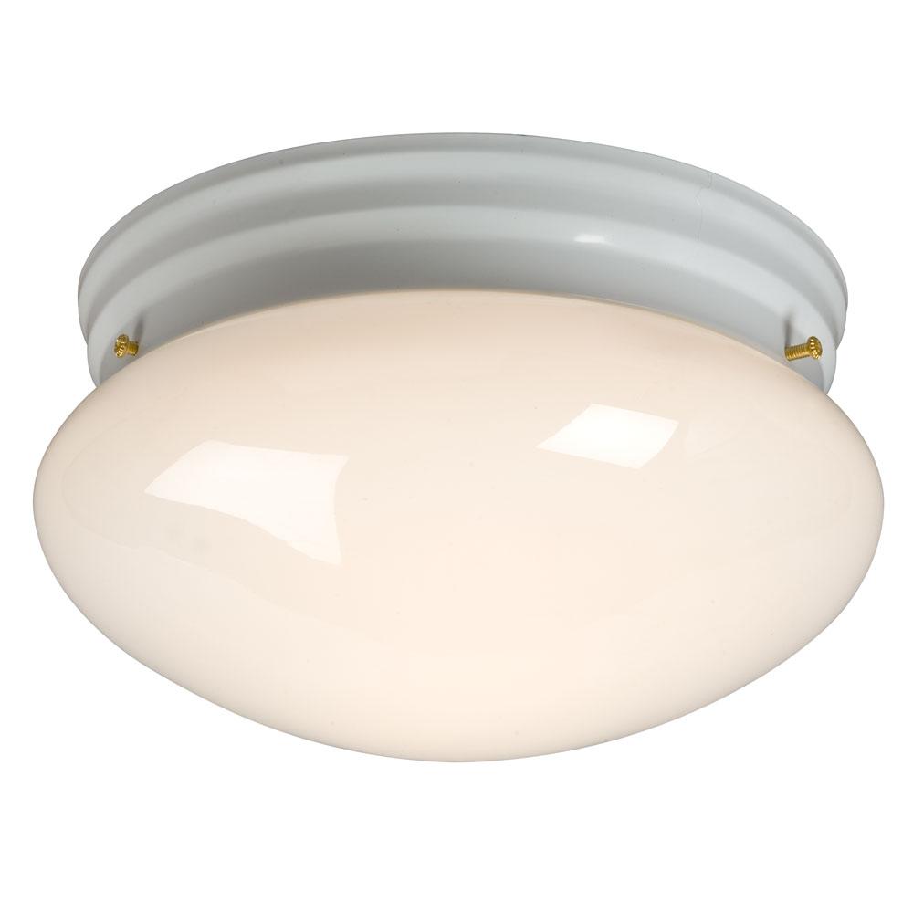 LED Utility Flush Mount Ceiling Light - in White finish with White Glass