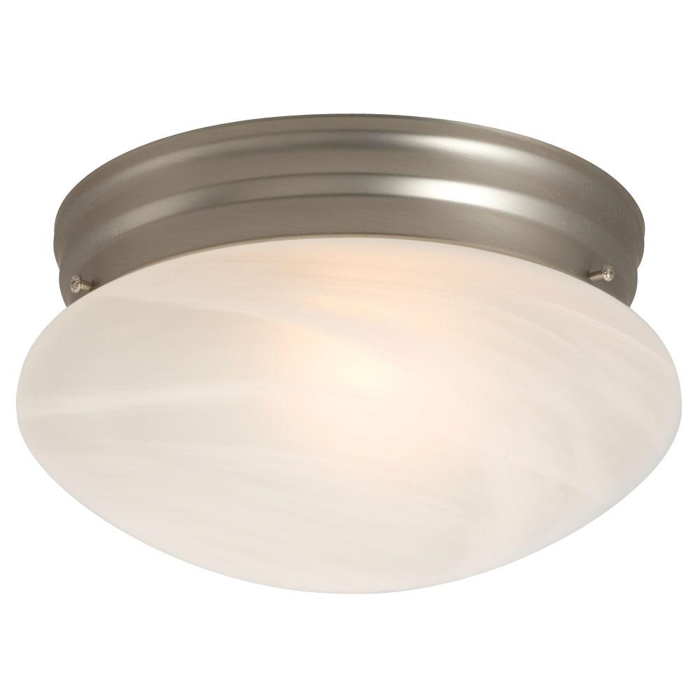 LED Utility Flush Mount Ceiling Light - in Pewter finish with Marbled Glass