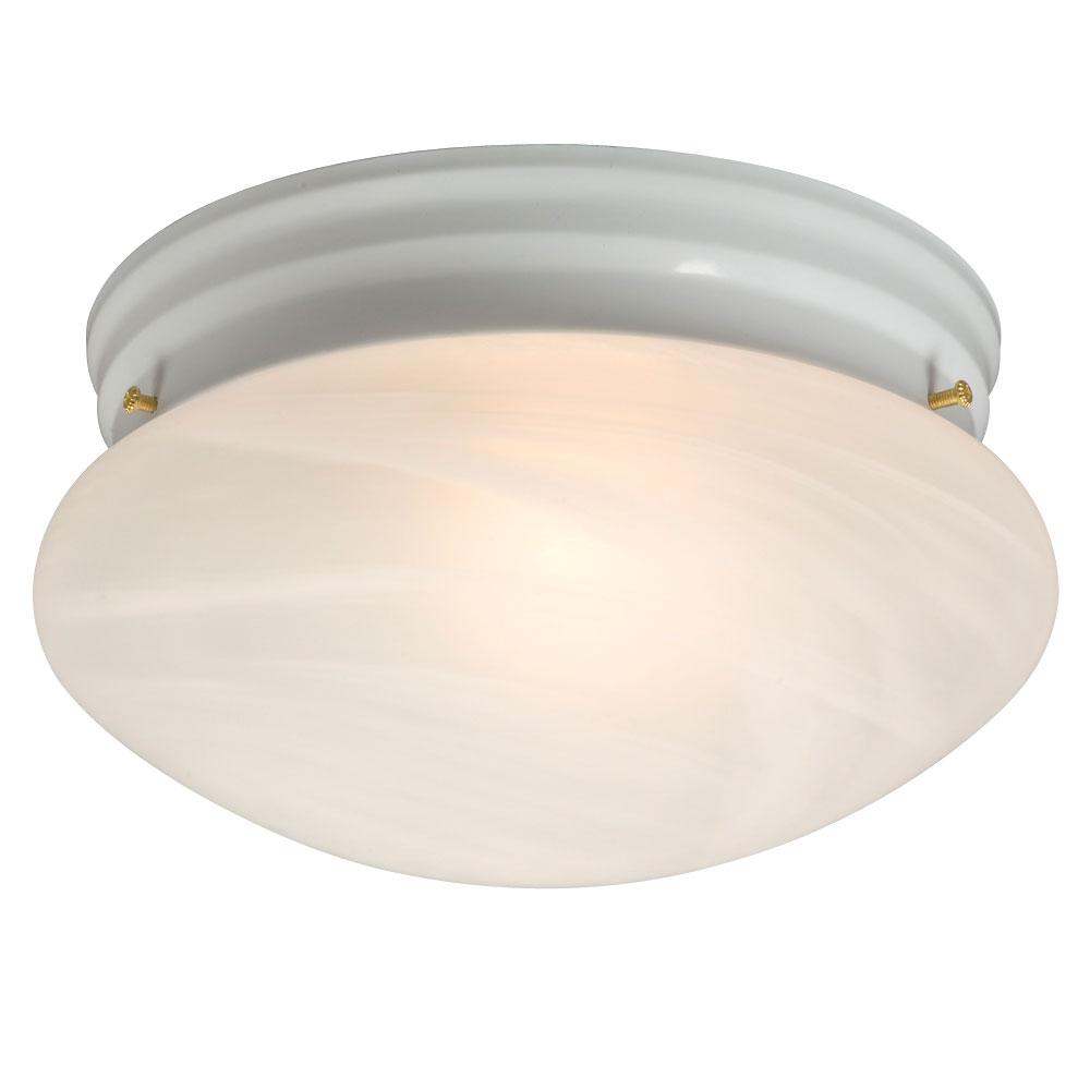 LED Utility Flush Mount Ceiling Light - in White finish with Marbled Glass
