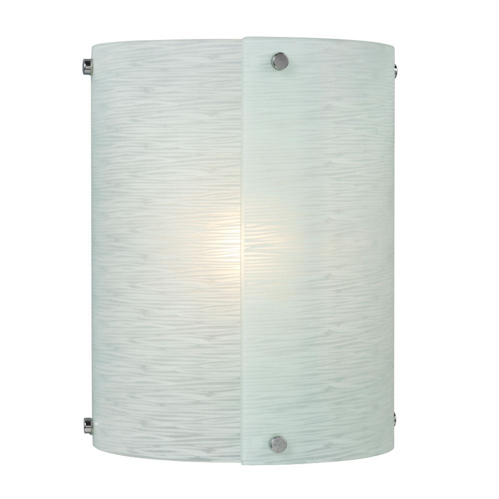 Wall Sconce - in Polished Chrome finish with Frosted Textured Glass