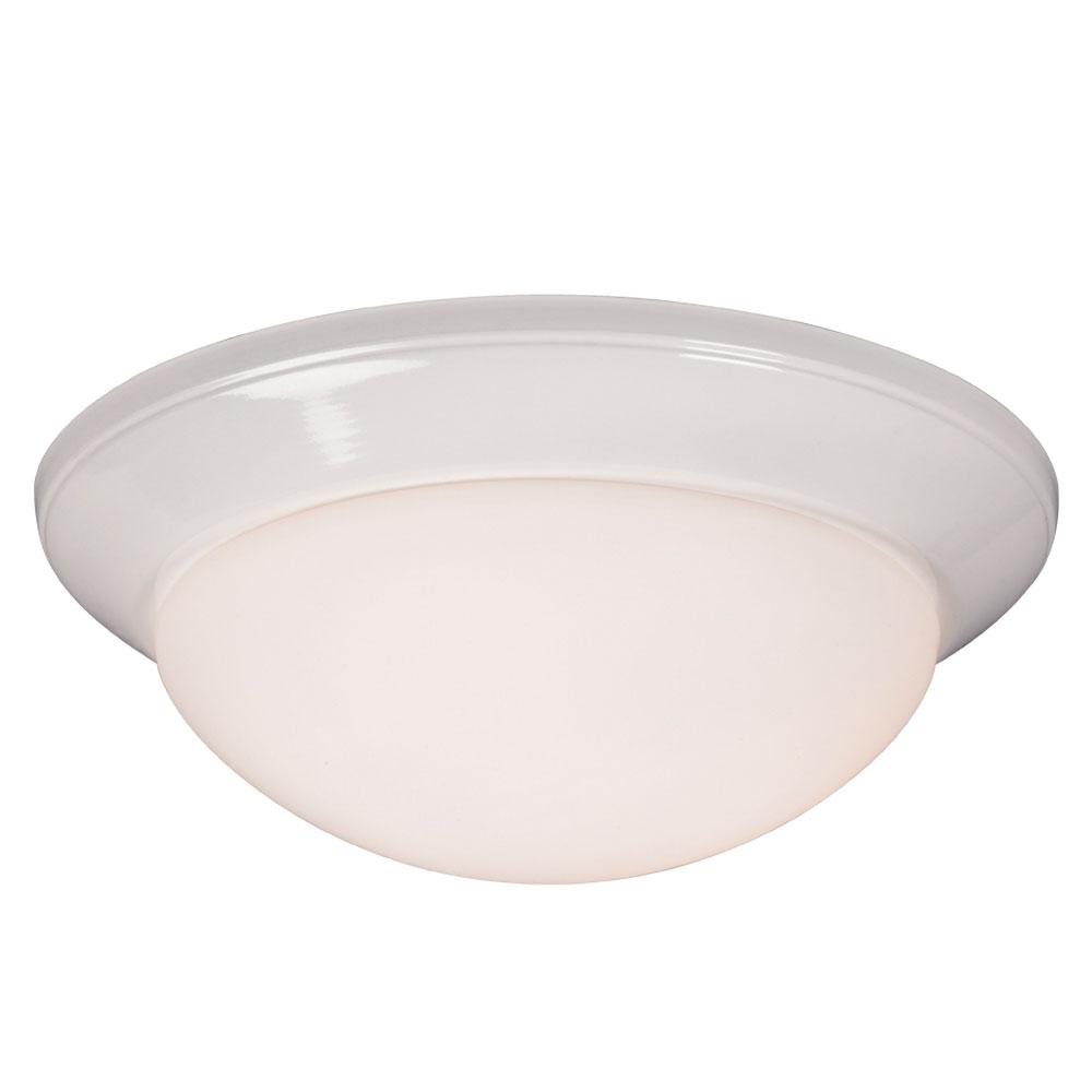 LED Flush Mount Ceiling Light - in White finish with White Glass