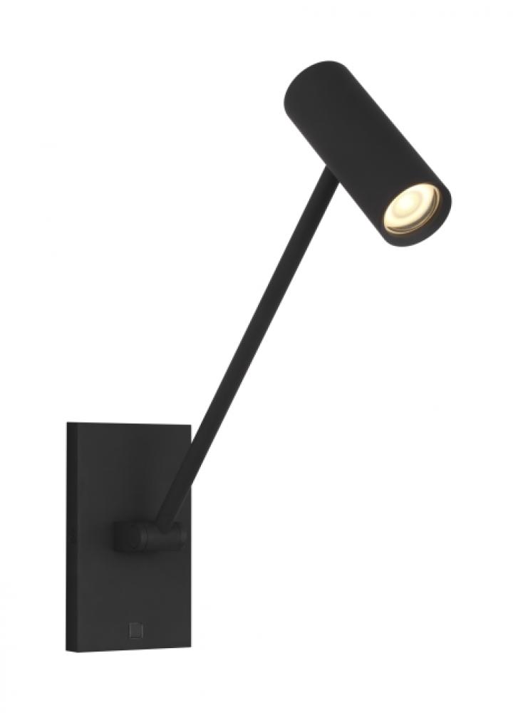 The Ponte Small 5-inch Damp Rated 1-Light Integrated Dimmable LED Task Wall Sconce in Nightshade Bla