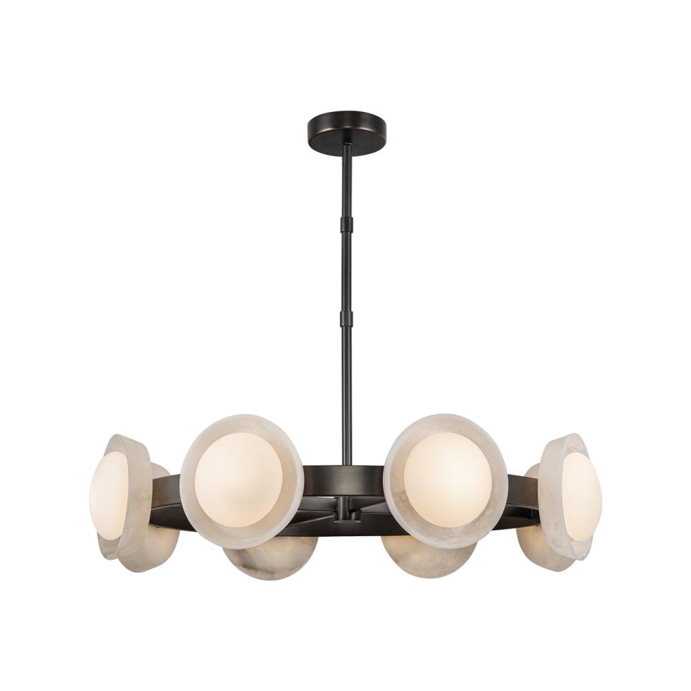 Alonso 37-in Urban Bronze/Alabaster LED Chandeliers