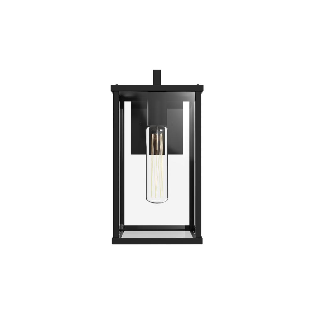 Brentwood 12-in Clear Glass/Textured Black 1 Light Exterior Wall Sconce