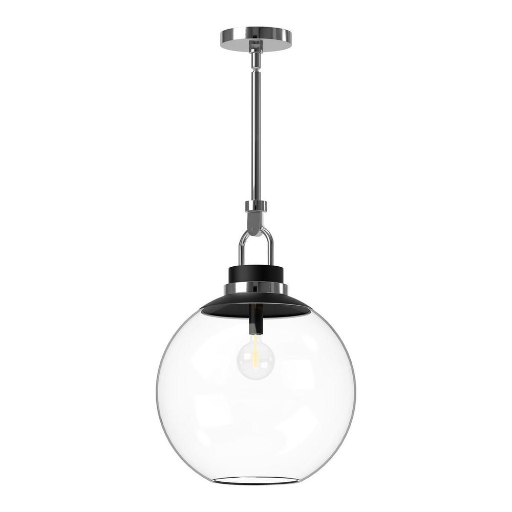 Copperfield 16-in Chrome/Clear Glass 1 Light Pendant