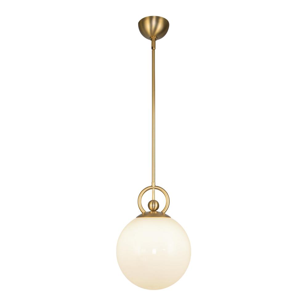 Fiore 10-in Brushed Gold/Glossy Opal Glass 1 Light Pendant