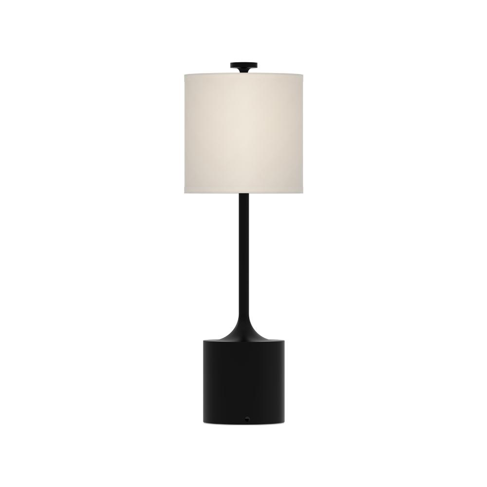 Issa 26-in Matte Black/Ivory Linen 1 Light Table Lamp