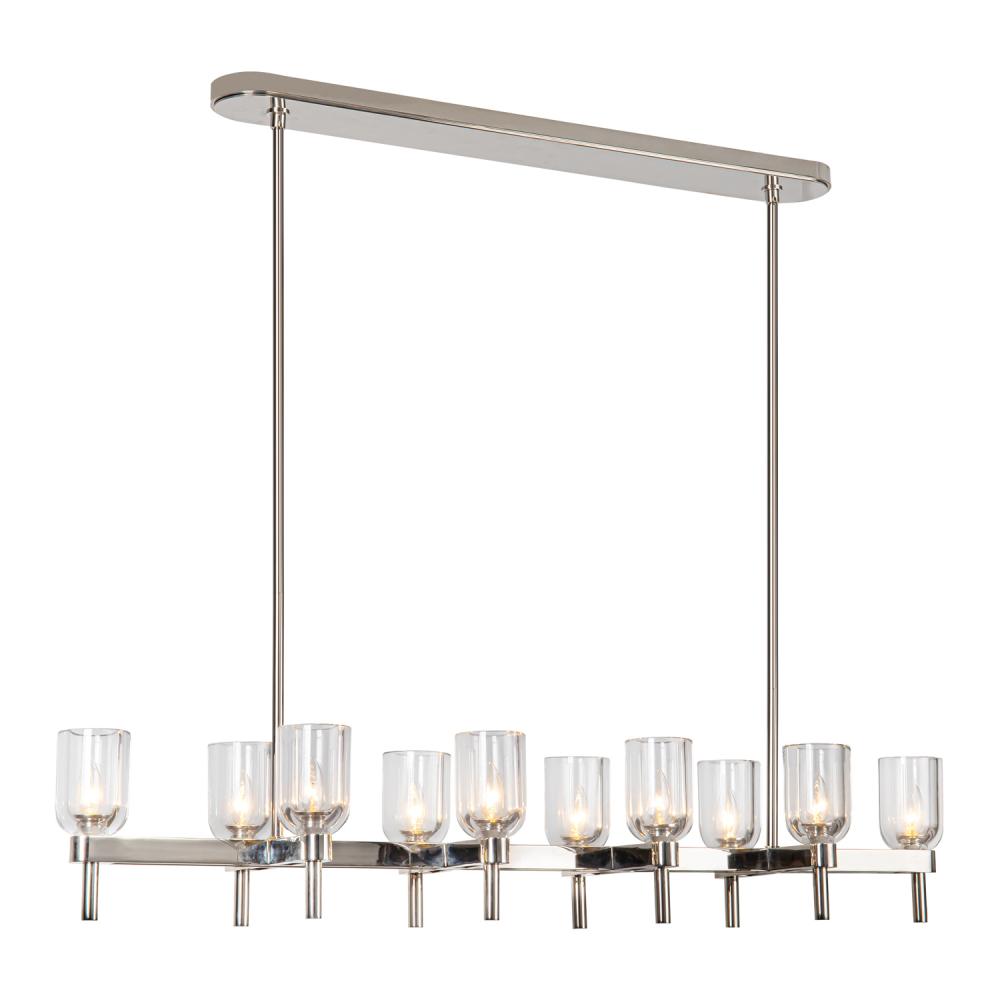 Lucian 52-in Clear Crystal/Polished Nickel 10 Lights Linear Pendant