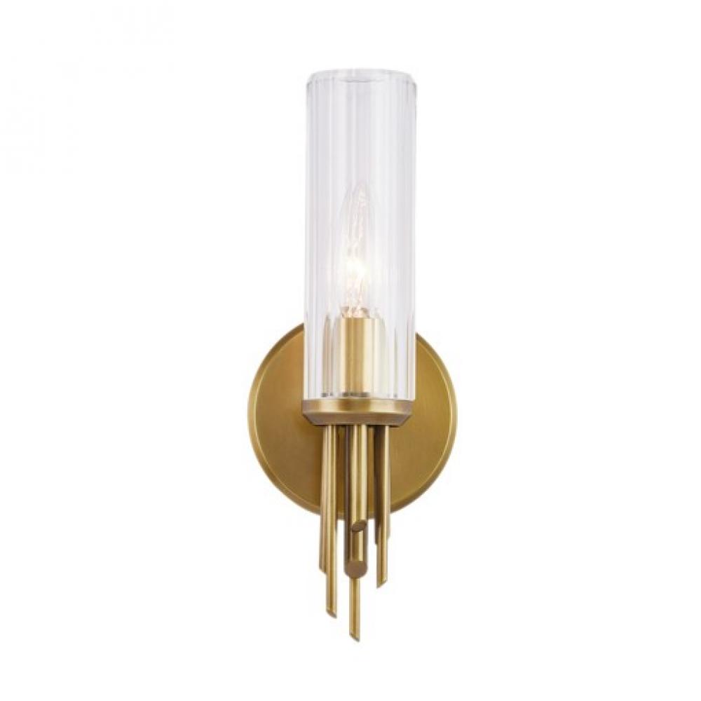 Torres 3-in Ribbed Glass/Vintage Brass 1 Light Wall/Vanity