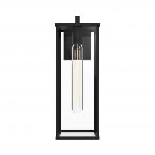 Alora Lighting EW652707BKCL - Brentwood 17-in Clear Glass/Textured Black 1 Light Exterior Wall Sconce