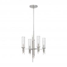 Alora Lighting CH335418PNCR - Torres 18-in Polished Nickel/Ribbed Glass 4 Lights Chandeliers