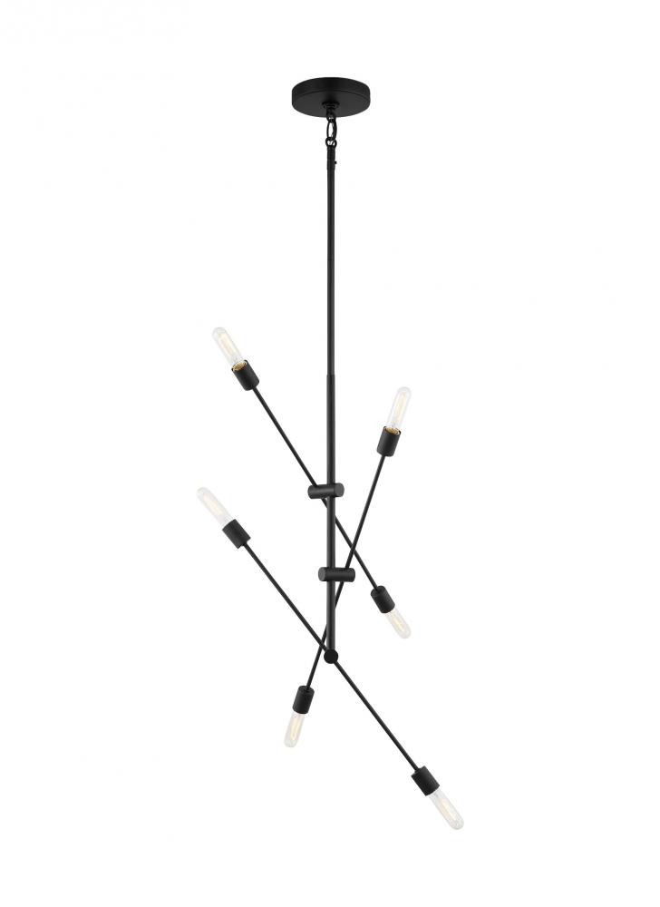 Axis modern 6-light indoor dimmable large chandelier in midnight black finish