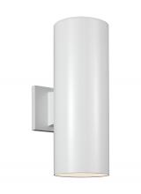 Visual Comfort & Co. Studio Collection 8313802-15 - Outdoor Cylinders transitional 2-light outdoor exterior small wall lantern sconce in white finish wi