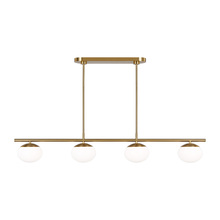 Visual Comfort & Co. Studio Collection EC1276BBS - Lune modern large indoor dimmable 6-light linear chandelier in a burnished brass finish and milk whi